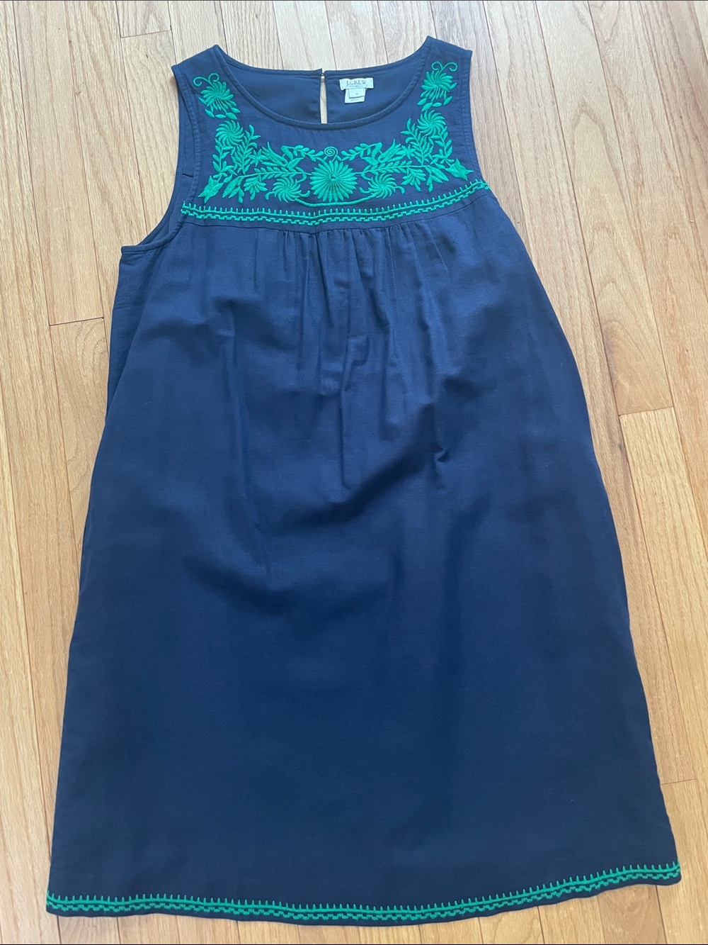 J Crew Factory Navy Linen Cotton Dress